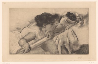 Dvě baletky na baletní tyči En nage (název na objektu) Mladé baleríny (název série) Les Petites du ballet (název série) od Louis Legrand (signed by artist)