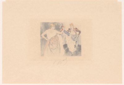 Dva kankánové tanečnice se zdviženýma nohama le croisement od Louis Legrand (signed by artist)
