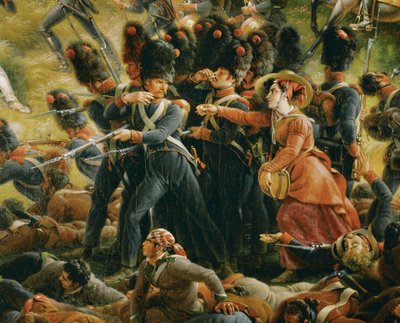 Táborový strážce podává nápoje vojákům během bitvy u Chiclany (olej na plátně) od Louis Lejeune