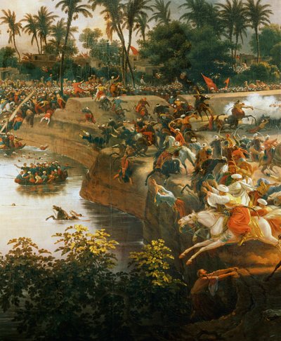 Bitva u pyramid (olej na plátně) od Louis Lejeune