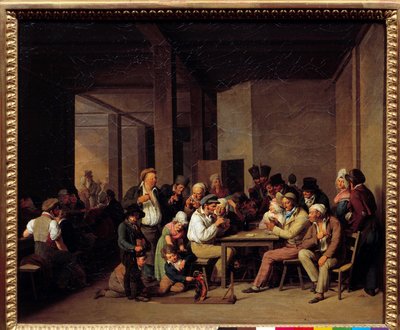 Obraz Hráči v kabaretu od Louise Leopolda Boillyho (1761-1845) 19. století. Rozměr: 0,37 x 0,47 m. od Louis Leopold Boilly