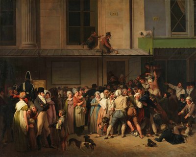 Vstup do Théâtre de lAmbigu-Comique v den bezplatného představení, cca 1819. od Louis Leopold Boilly