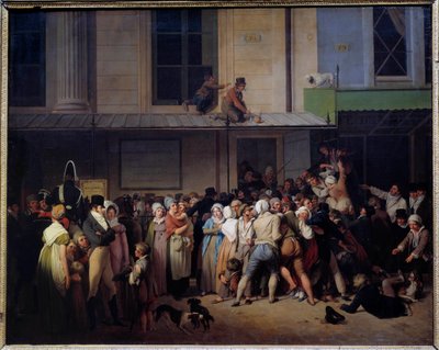Vstup do divadla nejednoznačného komiksu má volné znázornění Obraz Louis Leopold Boilly (1761-1845) Slunce. 0,66x0,80 m. od Louis Leopold Boilly