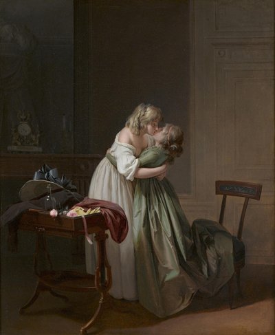 Dvě mladé ženy líbající, c. 1790-1794 (olej na plátně) od Louis Leopold Boilly