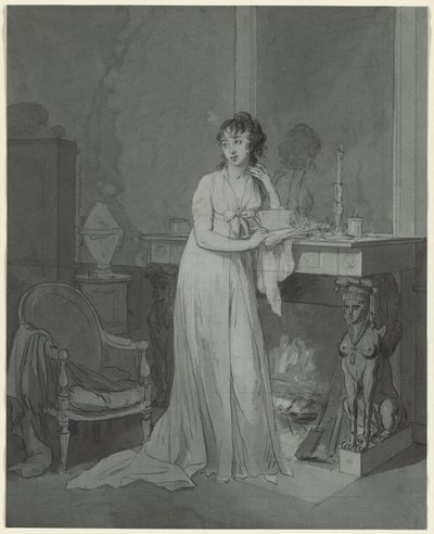 Žena před krbem od Louis Leopold Boilly