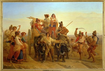 Příjezd kombajnů do bažin Pontins ... od Louis Leopold Robert