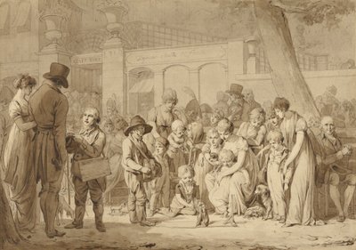 Kompoziční kresba pro „Vstup do zahrady Jardin Turc“ od Louis Leopold Boilly