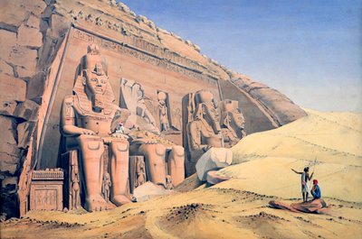 „Velký chrám Ramesse II, Abu Simbel“, 1846 od Louis M. A. Linant de Bellefonds,