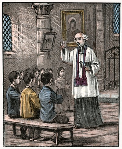 První přijímání, kolem roku 1880 (tisk) od Louis Maitrejean