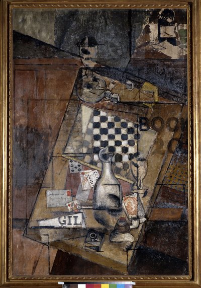 Zátiší s šachy. Obraz Louise Markuse známý jako Louis Marcoussis (1878-1941) od Louis Marcoussis