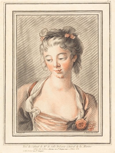 Busta mladé ženy při pohledu dolů, 1773 nebo později. od Louis Marin Bonnet