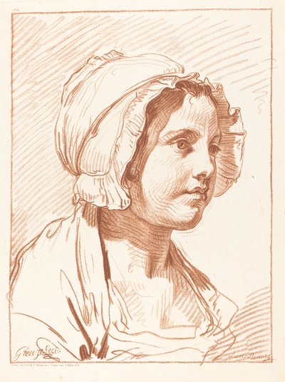 Hlava mladé ženy s čepicí, před rokem 1764. od Louis Marin Bonnet