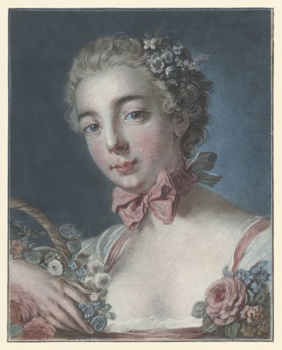Portrét Marie Amélie Baudouinové jako Flora hlava flóry od Louis Marin Bonnet