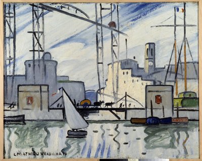Marseille, trajektový most Obraz Louis Mathieu Verdilhan (1875-1928) ca. 1918-1920 Musee Cantini, Marseille od Louis Mathieu Verdilhan