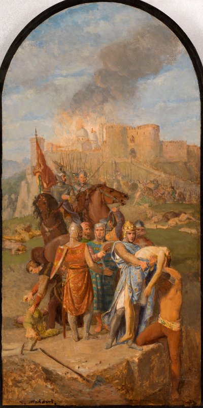 Náčrt pro kostel Saint-Sulpice: Saint Louis pohřbívá mor..., mezi 1864 a 1870. od Louis Matout