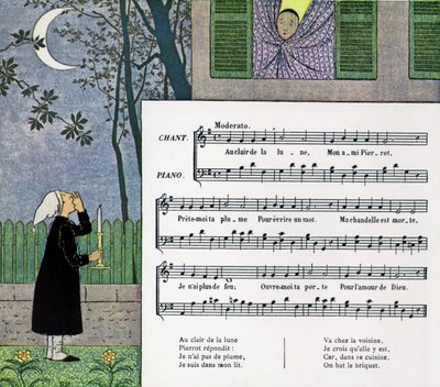 Partitura a ilustrace dětské písně 