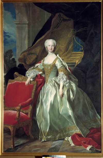 Celovečerní portrét Marie Therese (Marie-Therese) Raphaelle, Infanta ze Španělska, Dauphine z Francie (1726 - 1746). Obraz Louis Michel Van Loo (1707 - 1771) od Louis Michel van Loo