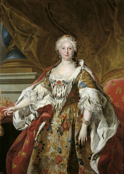 Španělsky: Isabel Farnesio, reina de España Oficiální portrét královny Isabel de Farnesio od Louis Michel van Loo