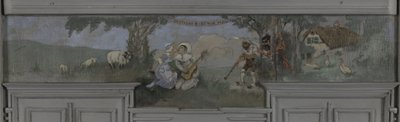 Pierrot et Colombine - Model jídelny Jeana Coquelina, Villa Longchamp, Neuilly, kolem roku 1900 (olej) od Louis Morin