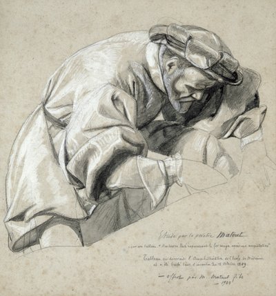 Studie Ambroise Parea (asi 1510-90), „otce moderní chirurgie“ (uhlí a bílá křída na papír) od Louis Nicolas Matout