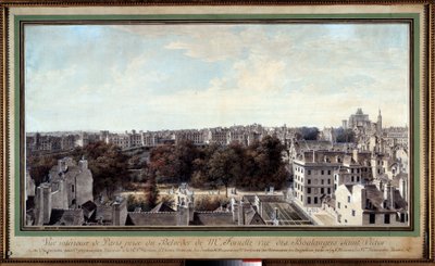 Pohled na Paříž převzatý z belvederu pana Fournelle, rue des Boulangers, saint Victor Kresba Louis de Lespinasse (1734-1808) Paříž 18. století. Muzeum karnevalu od Louis-Nicolas de Lespinasse