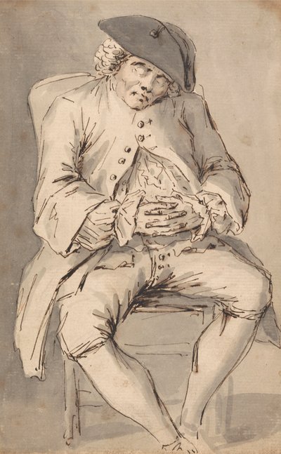 Muž spí s rukama zkříženýma v křesle od Louis Philippe Boitard