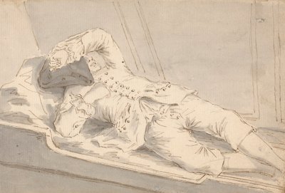 Muž spí na palandě na palubě lodi od Louis Philippe Boitard
