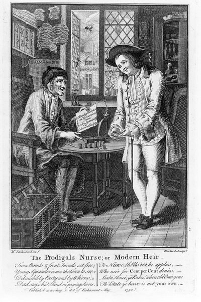Marnotratná sestra aneb Moderní dědic, hospoda. 1750 od Louis Philippe Boitard