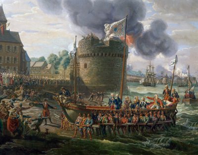 Ludvík XVI. na návštěvě přístavu Cherbourg, 23. června od Louis Philippe Crepin