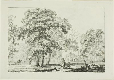 Lidé, kteří jdou v lese od Louis Pierre Baltard