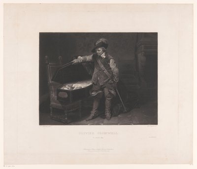 Oliver Cromwell u rakve Karla I., anglického krále Oliver Cromwell. 30. ledna 1649 (název na objektu) od Louis Pierre Henriquel Dupont