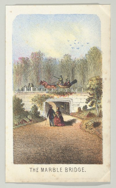 Marble Bridge, Near the Lake, ze série, Pohledy v Central Parku, New York, část 3, 1864. od Louis Prang