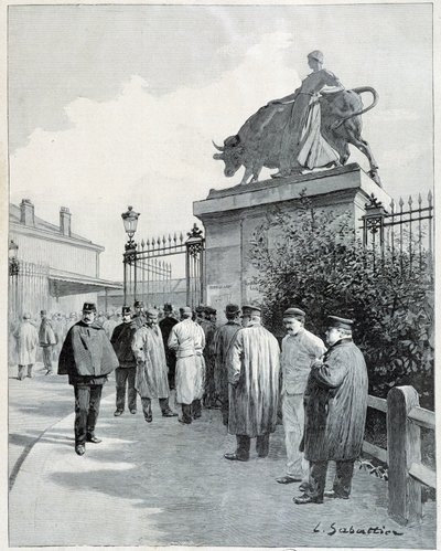 Útočníci na jatkách Villette od Louis Remy Sabattier