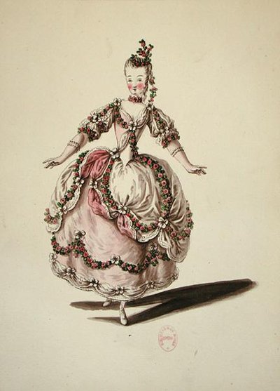 Pastýřský kostým pro balet (akvarel na papíře) od Louis Rene Boquet