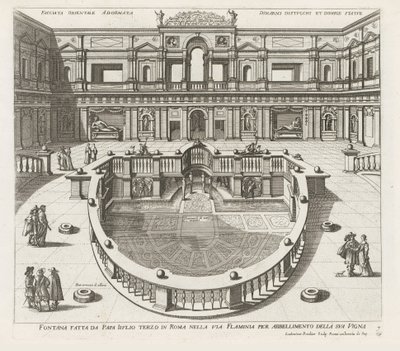 Nymphaeum v de Villa Giulia te Rome Fontána vyrobená papežem Iiuliem třetí v Římě na Via Flaminia (...) (název na předmětu) Fontány v palácích a zahradách Říma (název série) Fonteinen in de paleizen en tuinen van Rome (název série) od Louis Rouhier