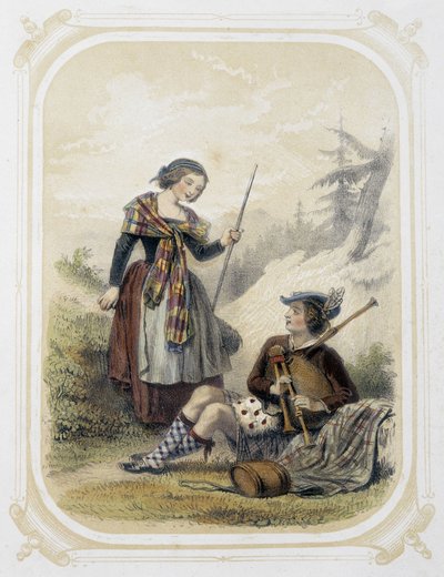 Pár ve Skotsku - v ""Album mladého cestovatele"", ilustroval Louis Lassalle od Louis Simon Lassalle