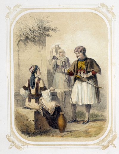 Obyvatelé Řecka - v ""Album mladého cestovatele"", ilustroval Louis Lassalle od Louis Simon Lassalle