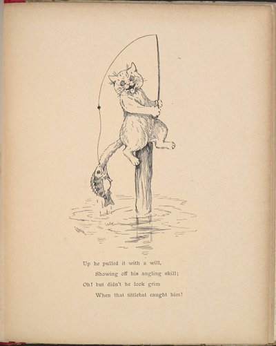 Kočka lovící na udici. od Louis Wain