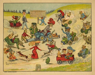 Kočky v různých automobilech. od Louis Wain