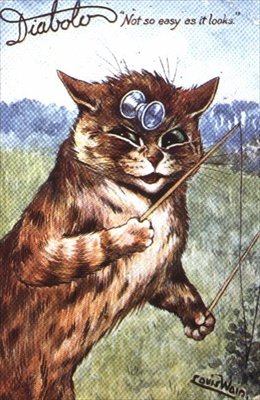 "Diabolo - Není to tak snadné, jak to vypadá" (pohlednice) od Louis Wain