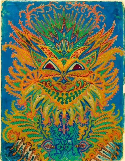 Kaleidoskop kočky: kočičí vzor na modré od Louis Wain