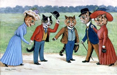 Promenádující se kočky od Louis Wain