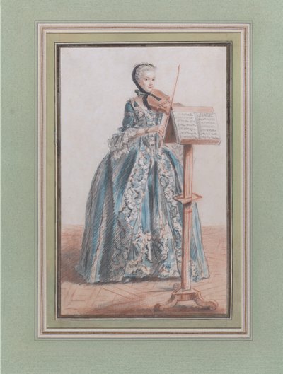 Žena hrající na housle, při pohledu zepředu, ca. 1758-59. od Louis de Carmontelle