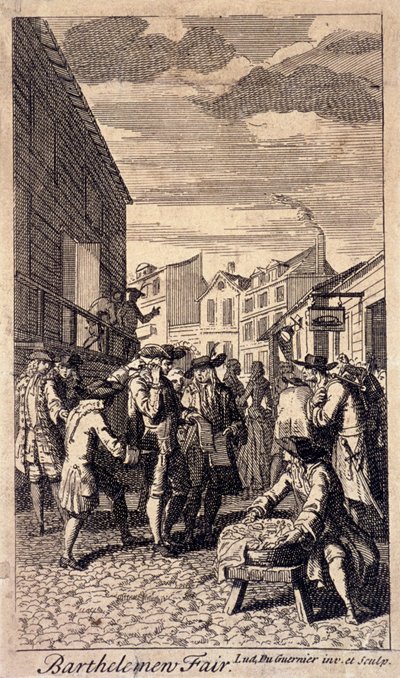 Bartholomew Fair, Londýn, c1715 od Louis du Guernier