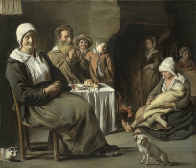 Selský interiér se starým hráčem na flétnu. Kolem roku 1642 od Louis le Nain