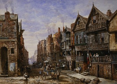 Chester: Watergate Street z rohu Crook Street, s Eastgate Beyond, od Louise Ingram Rayner