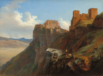 Pohled na Castello di San Giuliano, poblíž Trapani, Sicílie, c. 18241826. od Louise Josephine Sarazin de Belmont