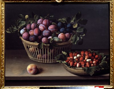 Broskev, jahody a košík ovoce Obraz Louise Moillon (1610-1696) Toulouse ze 17. století, Musee des Augustins od Louise Moillon