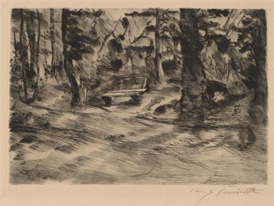 Bank im Walde II Lavička v lese II, 1917. od Lovis Corinth