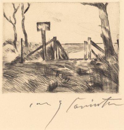 Most s pamětní deskou Most s nápisem, 1916. od Lovis Corinth